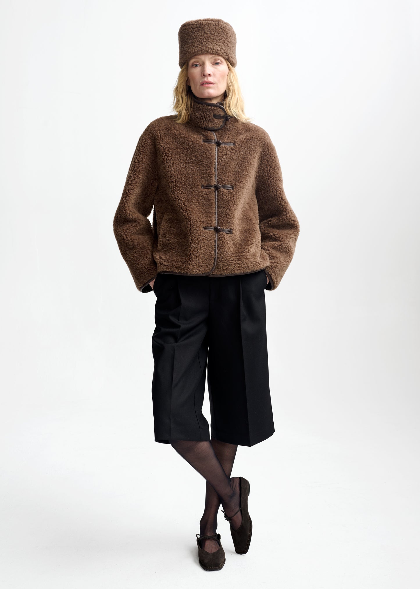 Christian Aks Alessia Lamb Fur hat Hats 8026 Cappucino