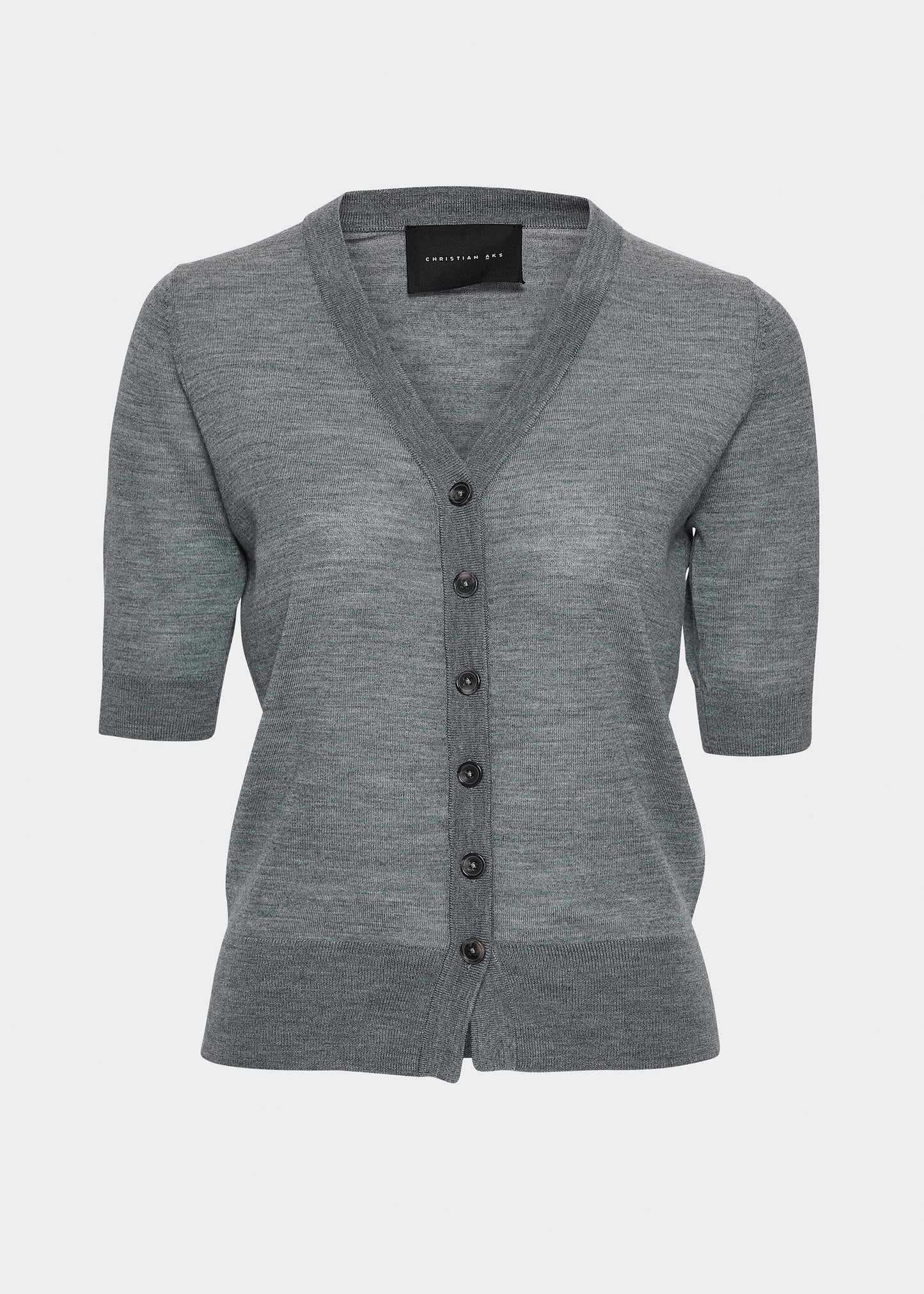 Christian Aks Daisy Merino Cardigan Knitwear 9053 M. Grey Mel
