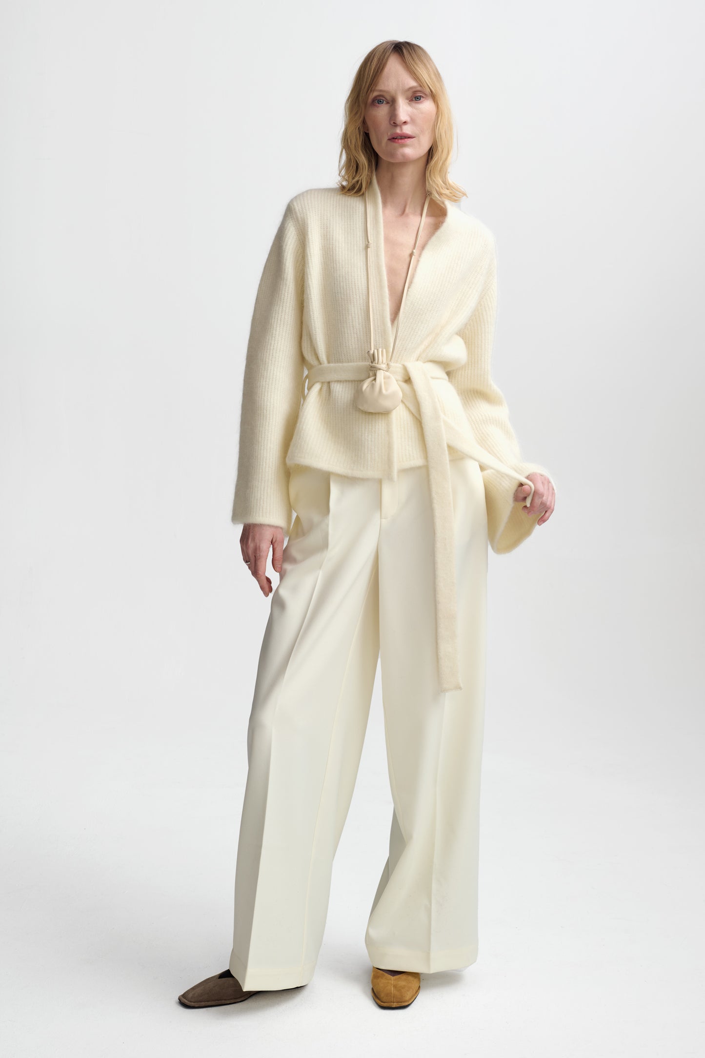 Christian Aks Lila Mohair Cardigan Knitwear 9003 Eggshell