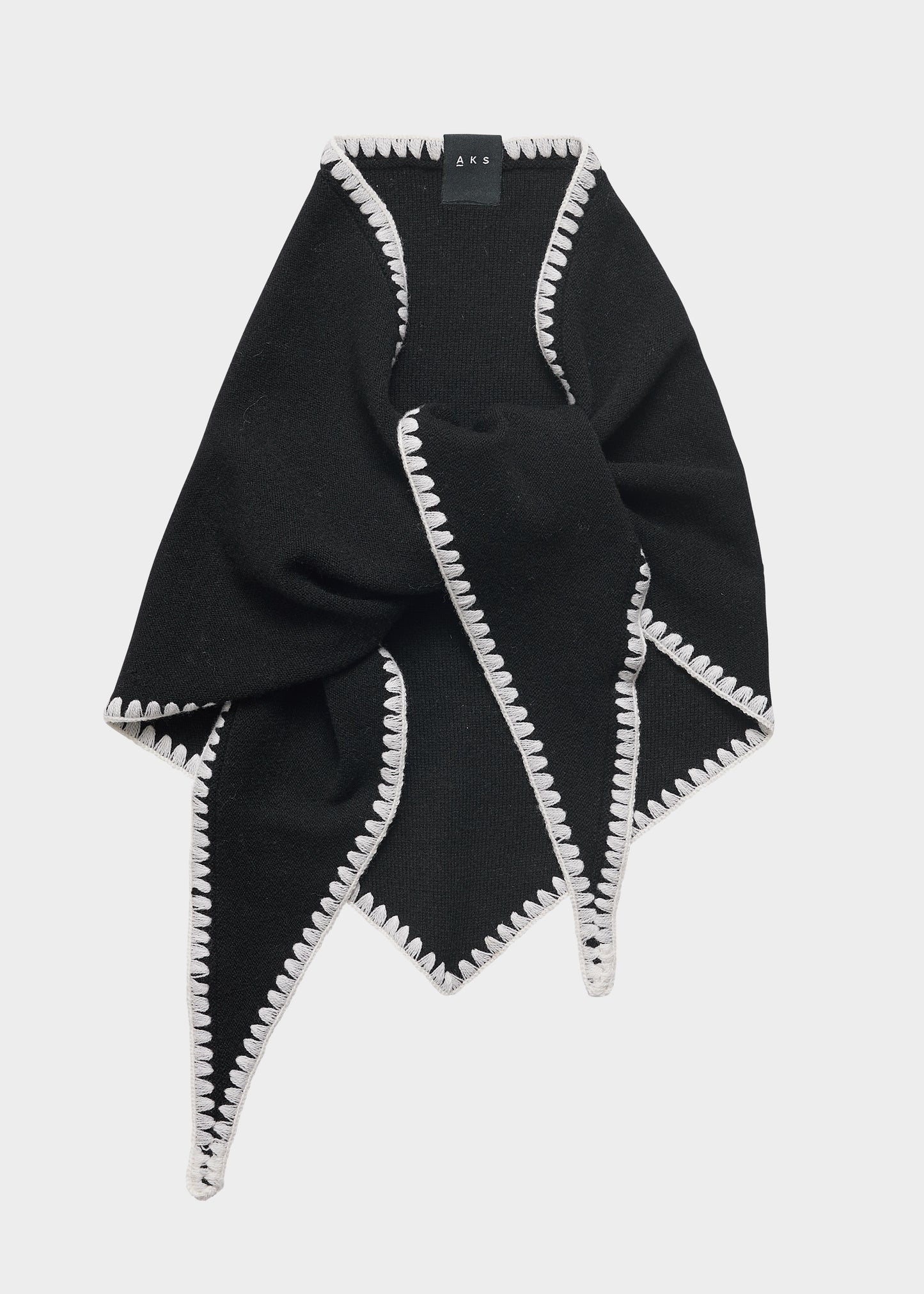 Christian Aks Mina Stitched Merino Scarf Scarfs 9090 Black