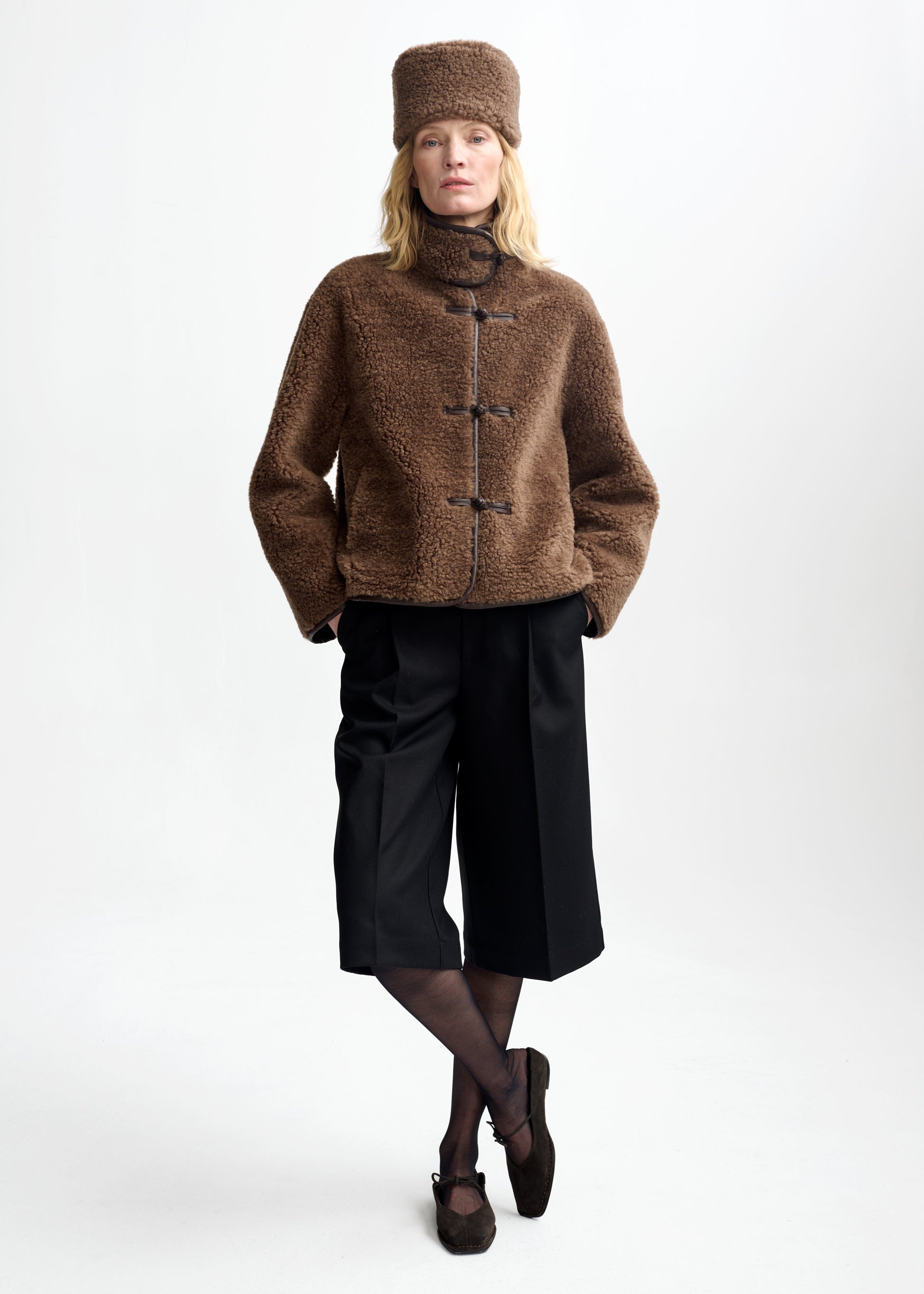 Christian Aks Alessia Lamb Fur hat Hats 8026 Cappucino