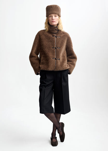 Christian Aks Alessia Lamb Fur hat Hats 8026 Cappucino