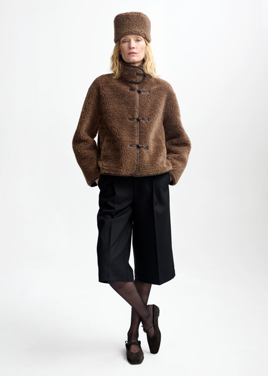 Christian Aks Alessia Lamb Fur hat Hats 8026 Cappucino